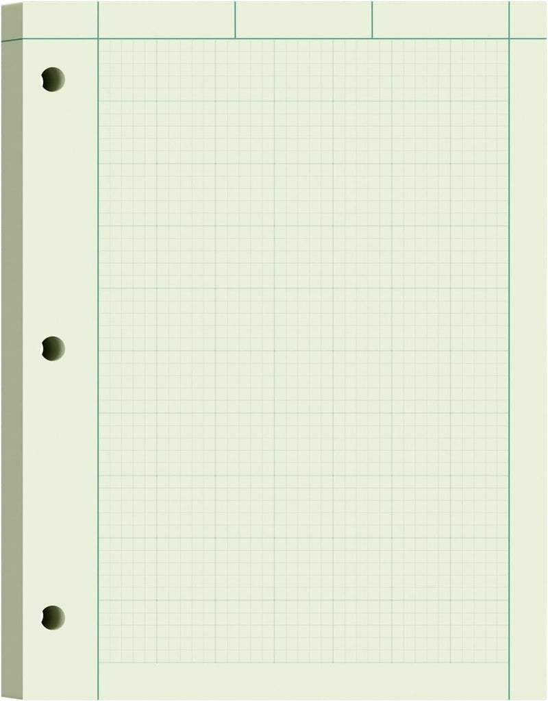 Aidunmis Engineering Paper 8.5 x 11, 100 Sheets Top Glue Binding Engineering Notebook, 5x5 Quad Ruled Graph Paper, 3-Hole Punched Engineering Computation Pad 8.5 x 11, Green Tint Engineering Paper Notebook - Image 1